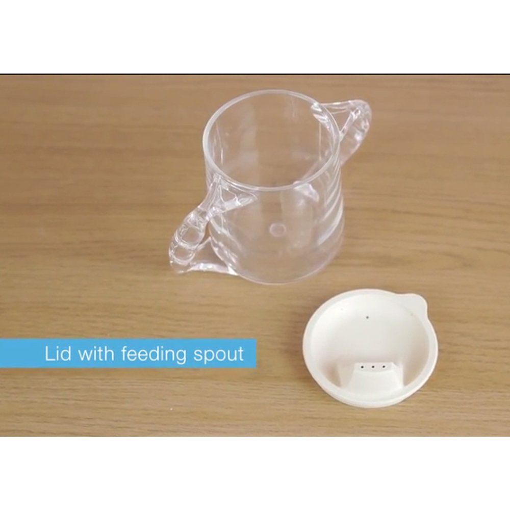 NRS Healthcare Two Handled Caring Mug Plastic - with Spout Lid, Transparent - Image 3