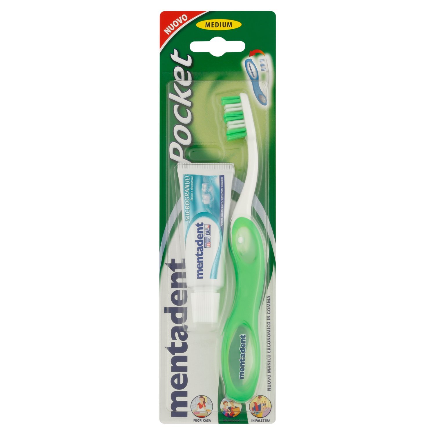 Mentadent Toothbrush Kit Pocket, Green,white