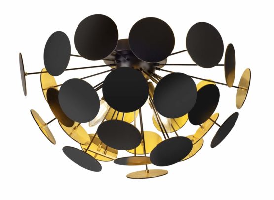 Lights, Metal Plastic, Schwarzmatt/Goldfarbig, 54 x 54 x 30 cm, E14