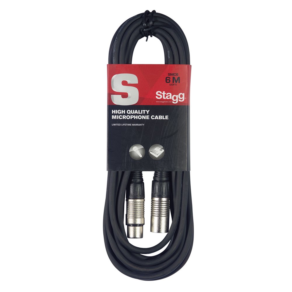 Stagg SMC6 6 metre standard microphone cable, Black, 6m