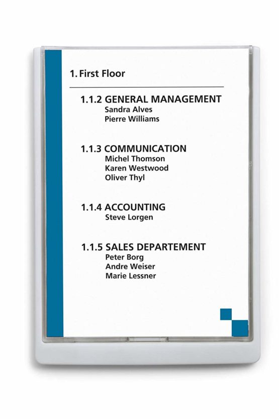 Durable Click Information Sign A4 Portrait White | Door and Wall Sign | Includes Fittings | Ideal for Offices, Hotels, Public Buildings, etc.