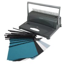 Genie CB 850 Spiral-Binding Device (up to 350 Sheets DIN A4, incl 75 Piece Starter Pack – Silver/Black