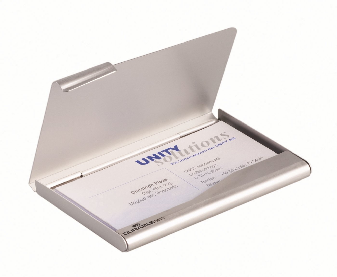 Durable 2415/23 Aluminium Business Card Box/Holder/Case - Silver, 90 x 55 mm