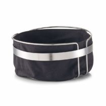 Zeller Bread basket with bag Ø22x10,8cm in black, Metal, 22 x 10.8 x 47 cm