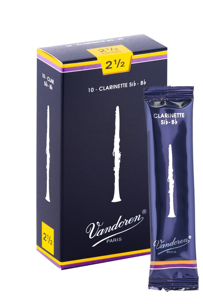 Vandoren Traditional Bb clarinet reeds, box of 10 - Strength 2,5, blue, Strength 2.5