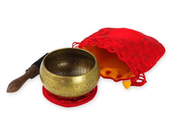Singing bowl centre 5091 L singing bowl set in antique look in bag lotus red - Image 2