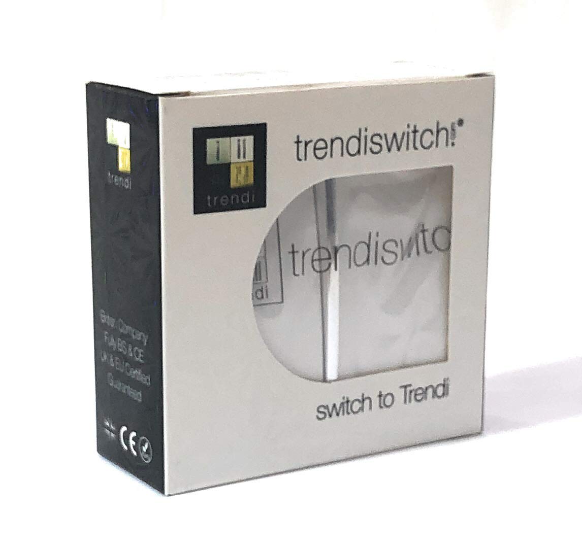 Trendi 1 Gang 3 Way Intermediate 240V Screwless Raised Front Plate Plastic Artistic Modern Glossy 10 Amp Chrome Rocker Single Electrical Wall Light Switch Ice White - Image 4