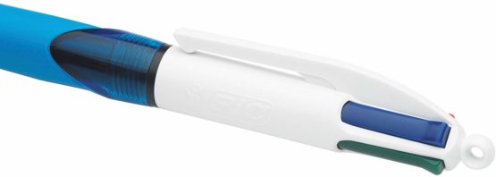 BIC 4 Colours Retractable Ballpoint Pens, Medium Point (1.0 mm) Every-Day Writing Pens with Extra Comfort Grip, Blue, Pack Of 3 - Image 4