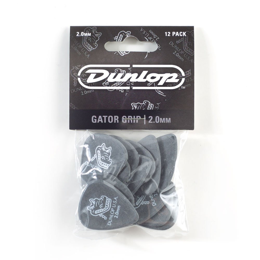Dunlop 417P2.0 2.0mm Gator Grip (Pack of 12), 2.0mm | Black, 2.00 mm