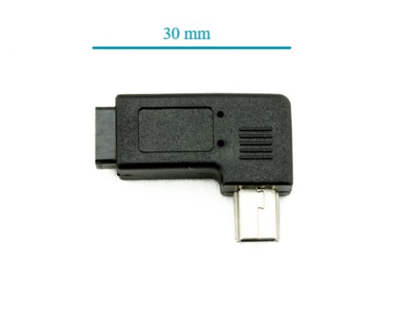 AKORD Right Angled Mini USB Male to Micro USB Female Adapter - Black - Image 3