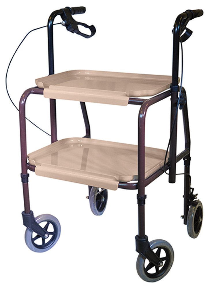 Aidapt Sturdy Height Adjustable Strolley Trolley with Brakes. Easy Removable Trays. Ideal for Transferring Meals Dinner