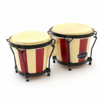 World Rhythm BON14-ST BON14 Oak Bongos - 6 and 7 Inch Heads in Natural and Red, Ideal Bongo Drums for School Percussion