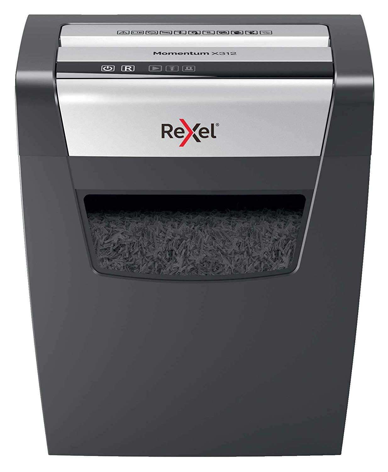 Rexel Momentum X312 Cross Cut Paper Shredder, Shreds 13-12 Sheets (70-80 gsm), 23 Litre Bin, Black, 2104572