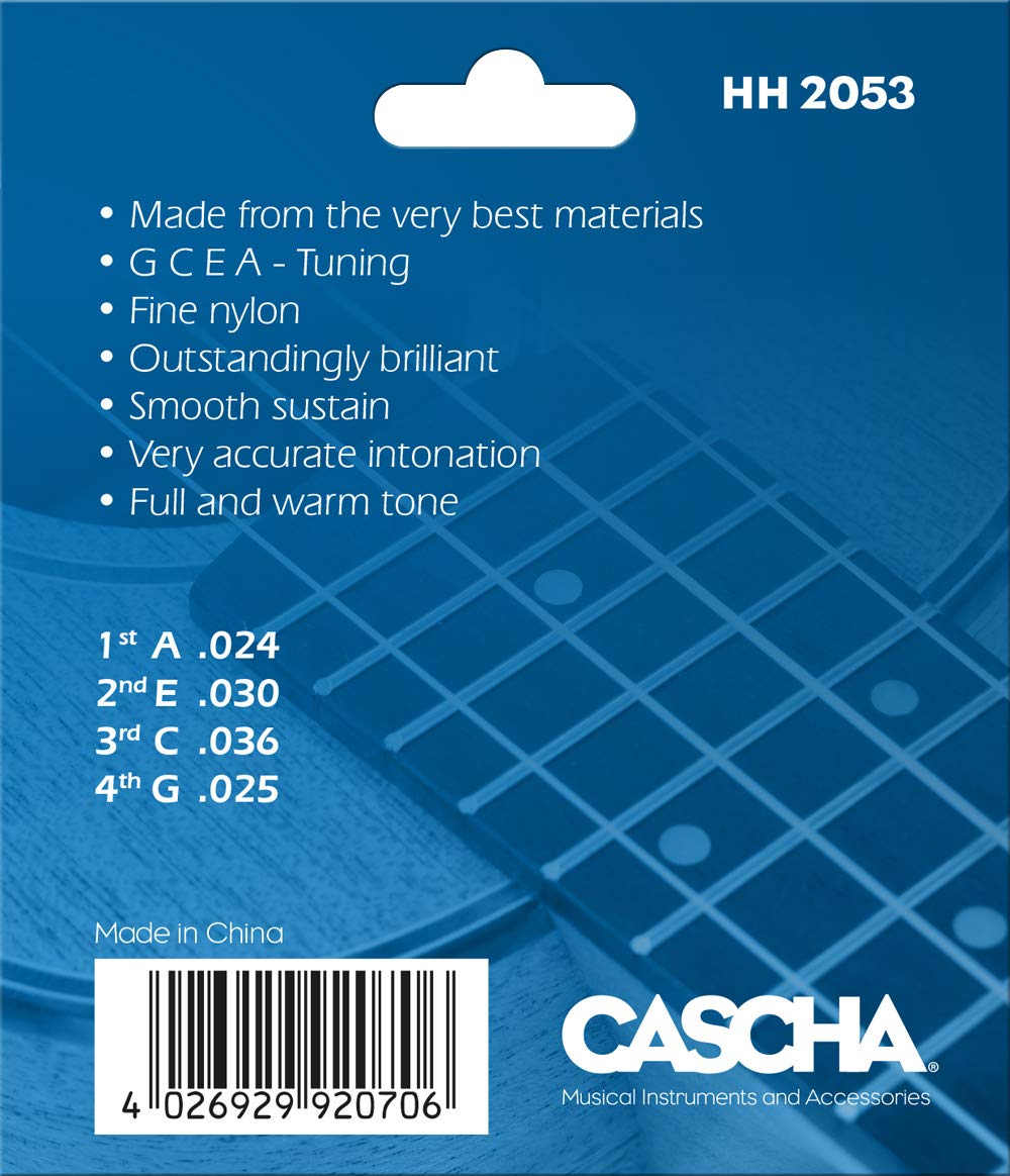 CASCHA Premium Soprano Ukulele Strings, Nylon Strings, Durable - Set including 4 Strings (G C E A), Medium Gauge - Image 2