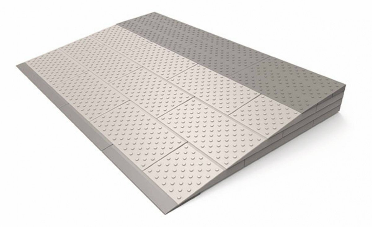 SECUCARE 4-Layer Modular Threshold Ramp 84 x 8 x 57 cm, Silver, 84 x 8 x 57cm - Image 2