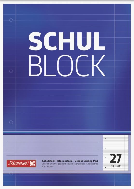 Brunnen 1052527 School Block/Notepad (A4, 50 Sheets, Lined, with margins, 27 Lines, Perforated, top glued, 70g/m²) - Image 2