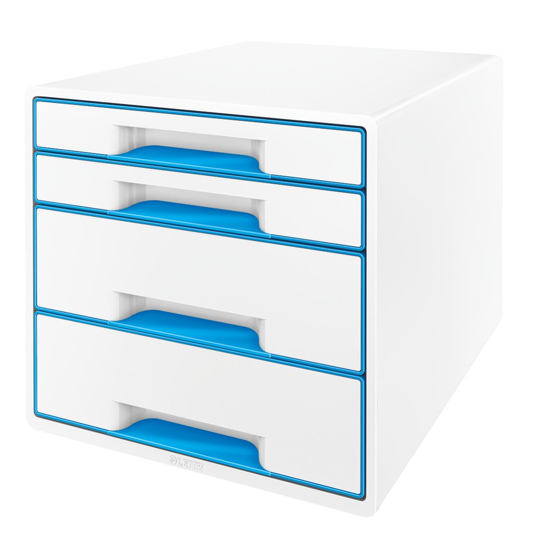 Leitz 52132036 "WOW CUBE" 4 Cabinet Drawer - Blue Metallic, 4 Schubladen