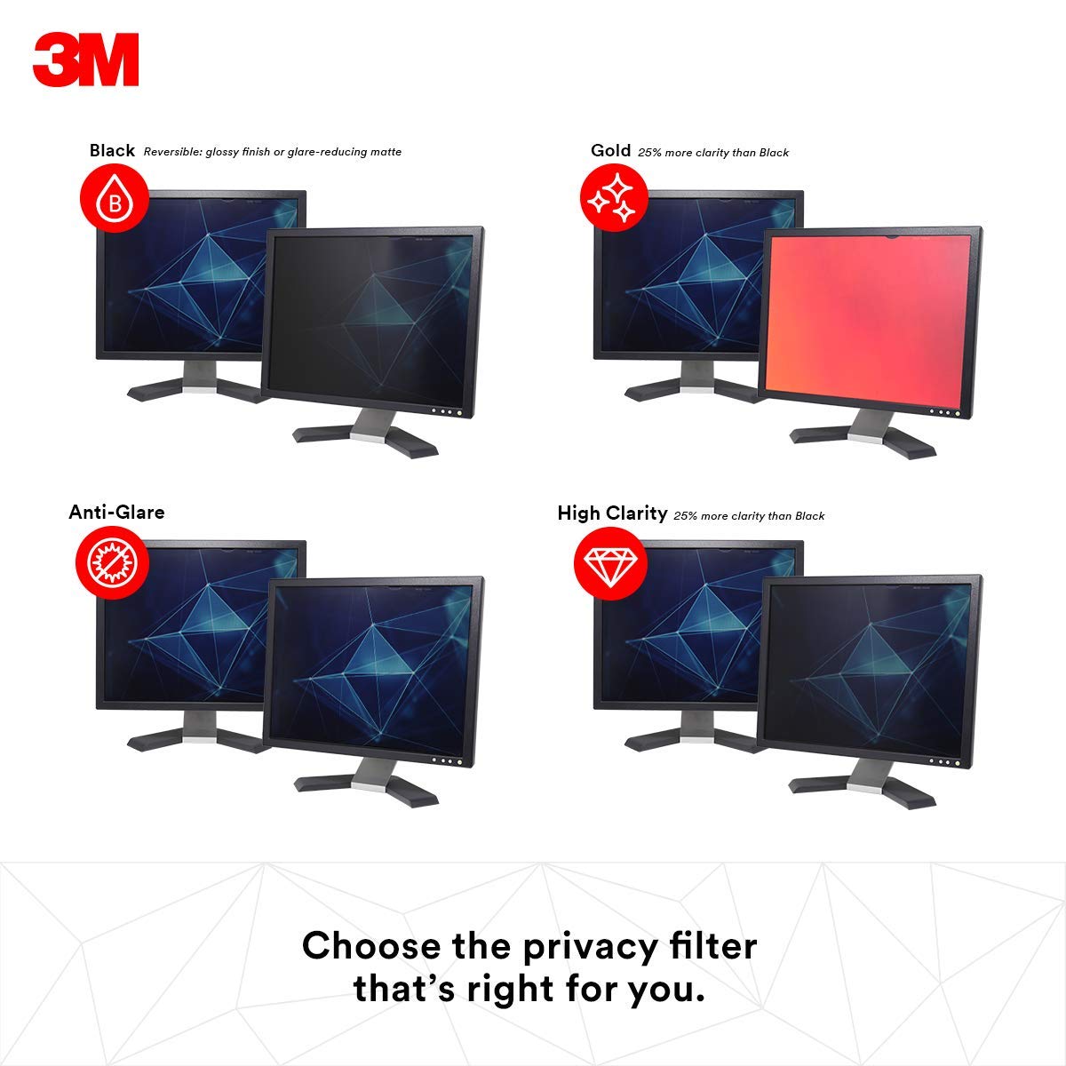 3M Privacy Filter - 3M PF21.3 Monitor Privacy Screen, Black, 21.3" (4.3) - Image 2