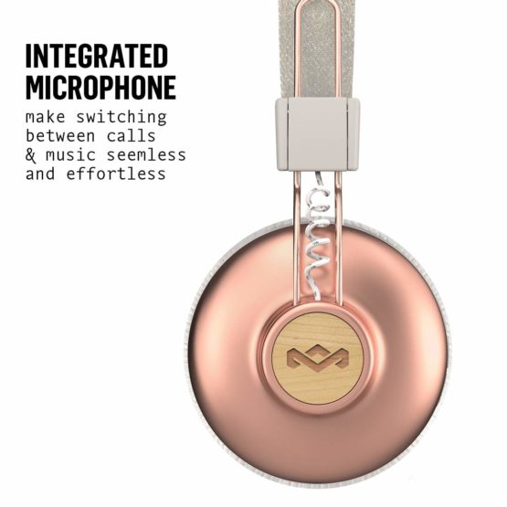 House of Marley Positive Vibration 2 Wireless - Bluetooth On-Ear Headphones, Noise Isolating, Premium Sound 50mm Drivers, Integrated Mic, USB Charging, Enhanced 10hrs Battery Life - Copper - Image 4
