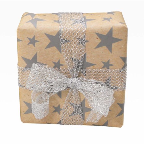 Clairefontaine Recycled Kraft Long Roll Wrapping Paper, 50 m x 0.70 m - Silver Stars - Image 2