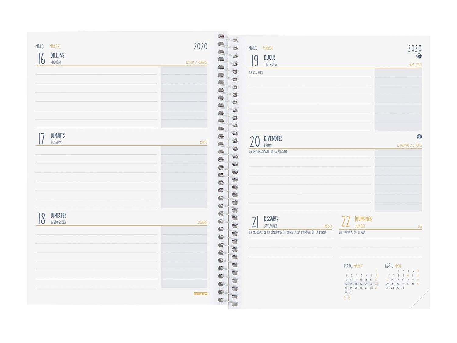 Finocam - Agenda 2019-2020 Week View Landscape Catalan Second Feelings - Image 3