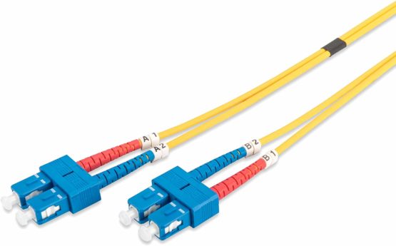 Digitus LWL patch cable OS2-2 m SC to SC fiber optic cable - LSZH - Duplex Singlemode 09/125µ - 10 GBit/s - Yellow