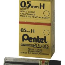 Pentel Super Hi-Polymer refill leads, 0.5 mm, Grade H, 1 pack of 12 tubes