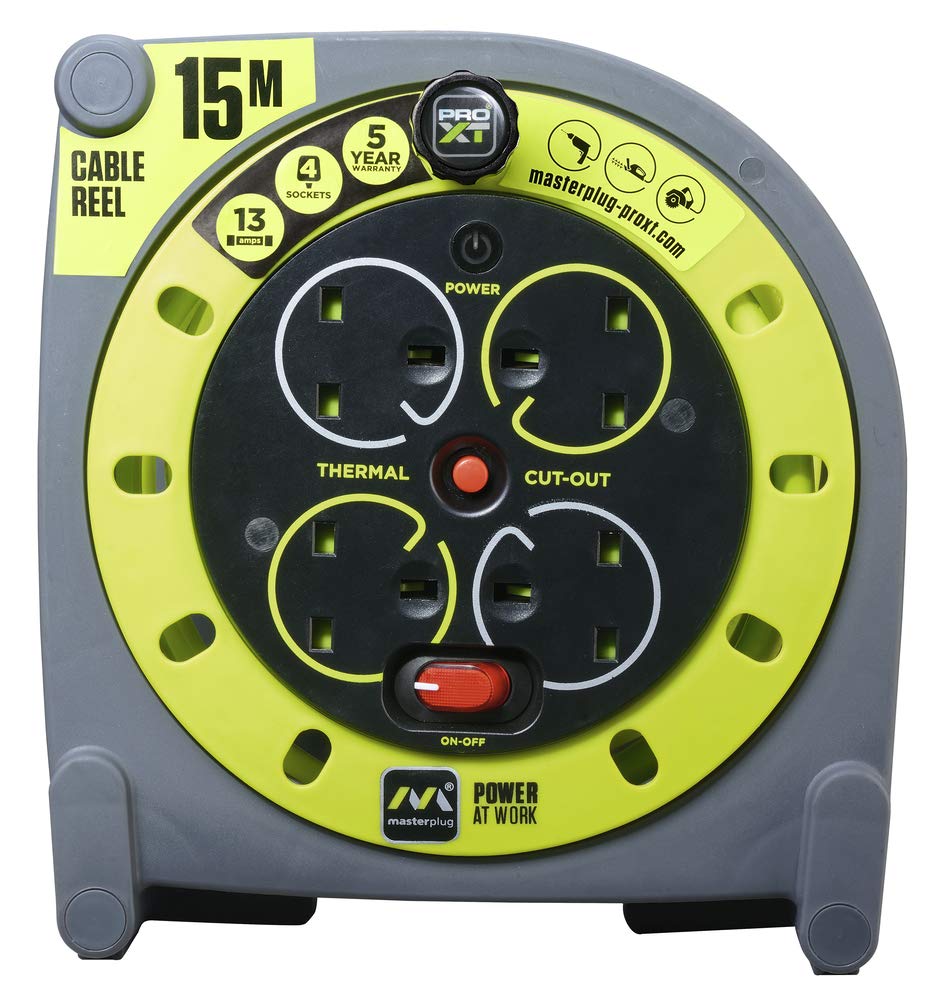 Masterplug Four Socket, 15 Metre Premium Case Reel, Medium Power Cable Extension Reel, Thermal Cut-Out & Power Indicator - Image 3