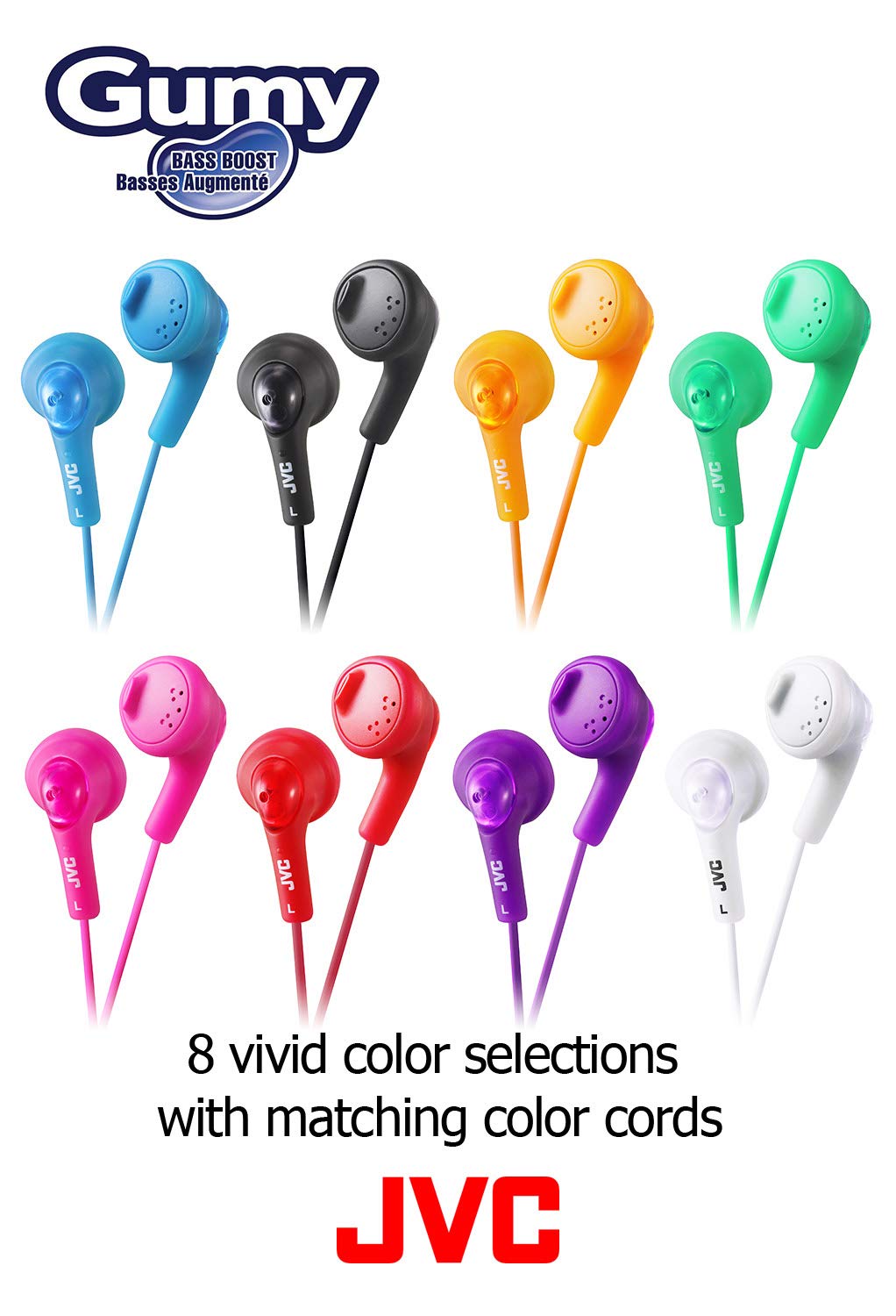 JVC HAF160W HAF160W Gumy Ear Bud Headphone White - Image 3
