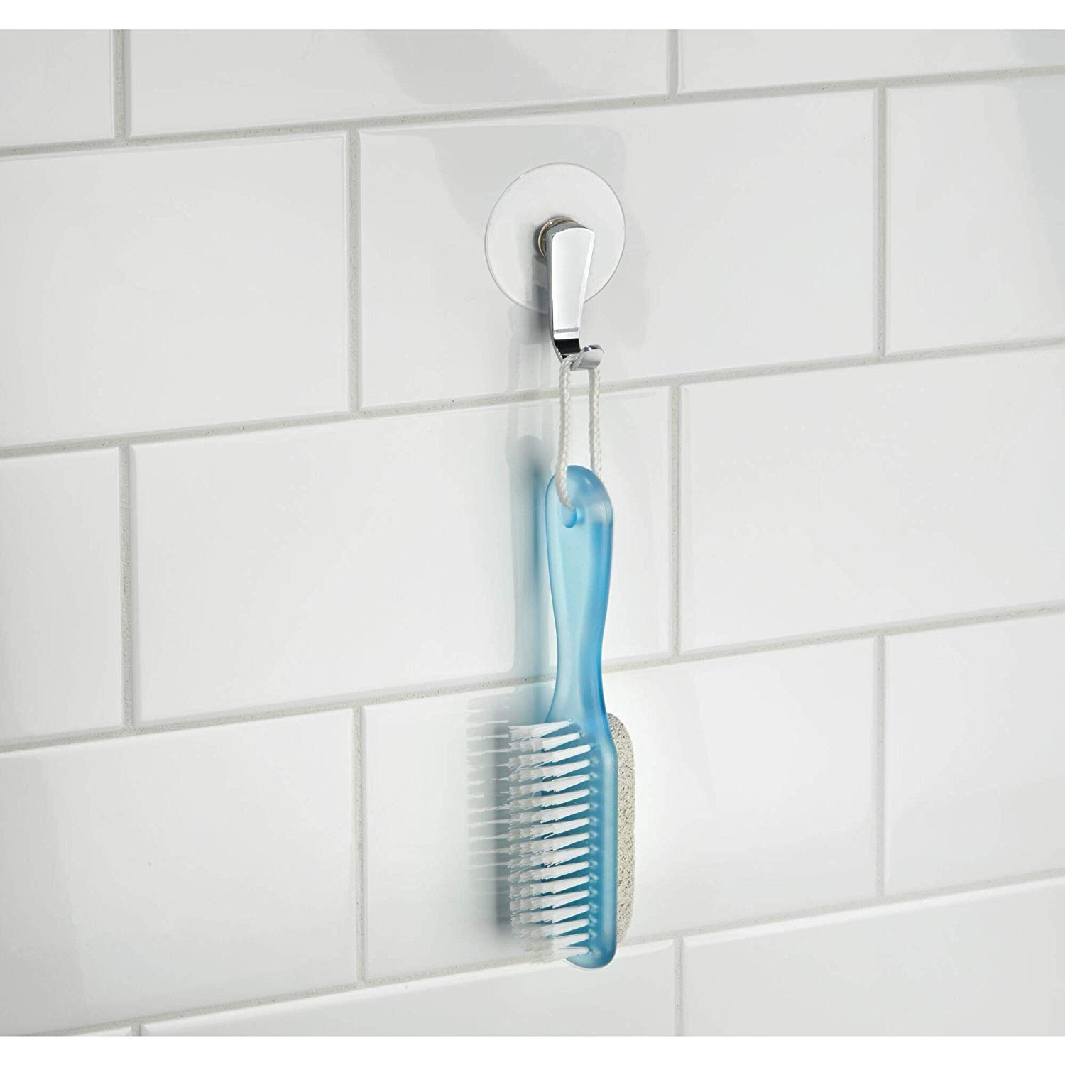 iDesign 49602 Gia Suction Razor Holder, Bathroom Shower Organizer