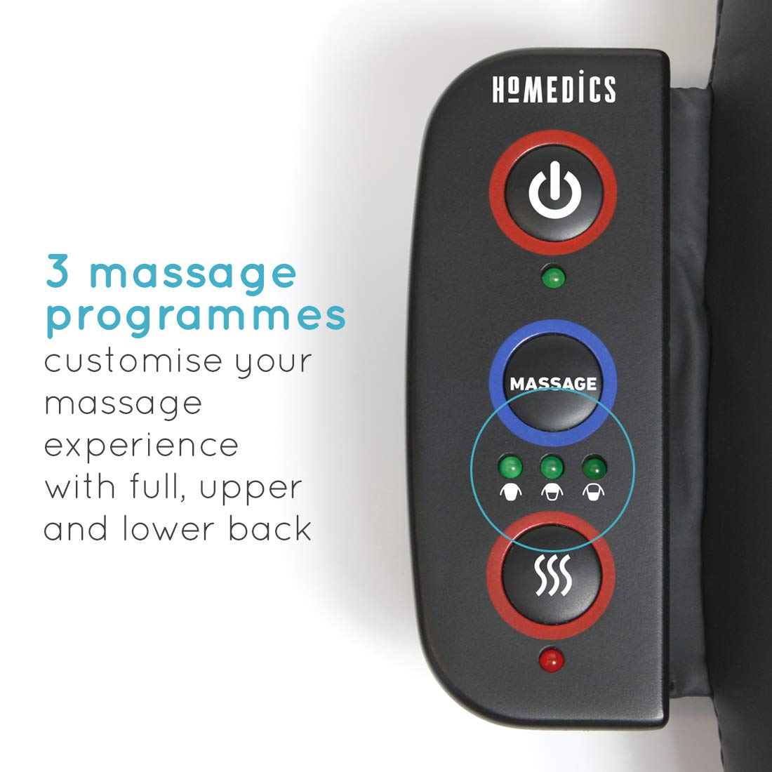Homedics Adjustable Massage Chair, Shiatsu Back and Shoulder Massager, Ease Stiffness/Tension with 3 Zone Settings - Image 4