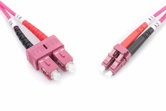 DIGITUS FO patch cable OM4-1 m LC to SC fiber optic cable - LSZH - Duplex Multimode 50/125µ - 10 GBit/s - Purple - Image 4