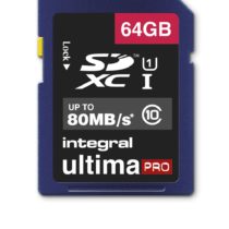 Integral INSDX64G10-80U1 UltimaPro 64 GB SDXC Class 10 Memory Card, up to 80 MB/s, U1 Rating