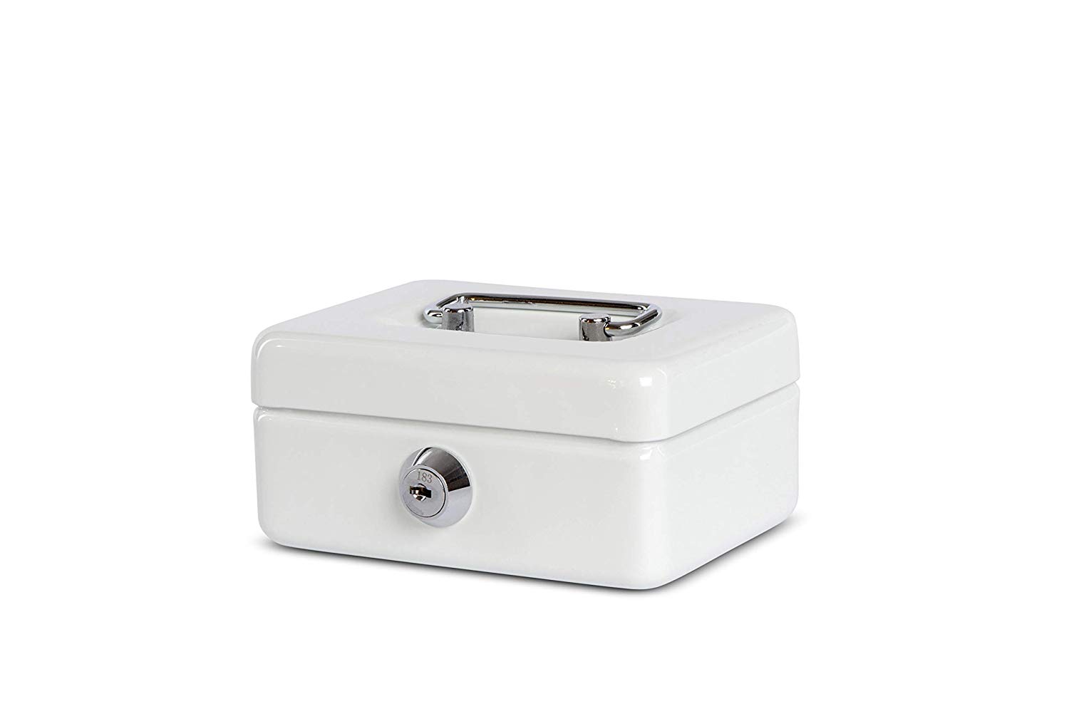 MAUL Cash Money Box with Coin Slot, Cylinder Lock with 2 Keys, 125 x 95 x 60 mm, White, 12,5 x 9,5 x 6,1 cm - Image 3