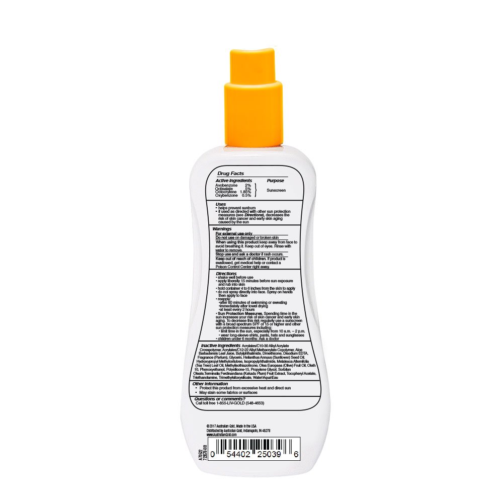Australian Gold SPF 15 Spray Gel 237ml, Black, 237 ml (Pack of 1) - Image 2
