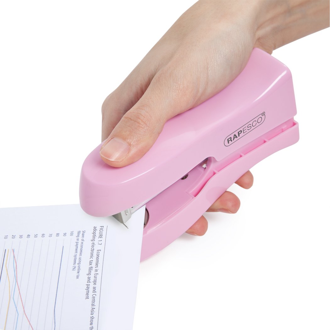 Rapesco 1378 Stand Up/Space-Saving Stapler, 20 Sheet Capacity, Candy Pink - Image 2