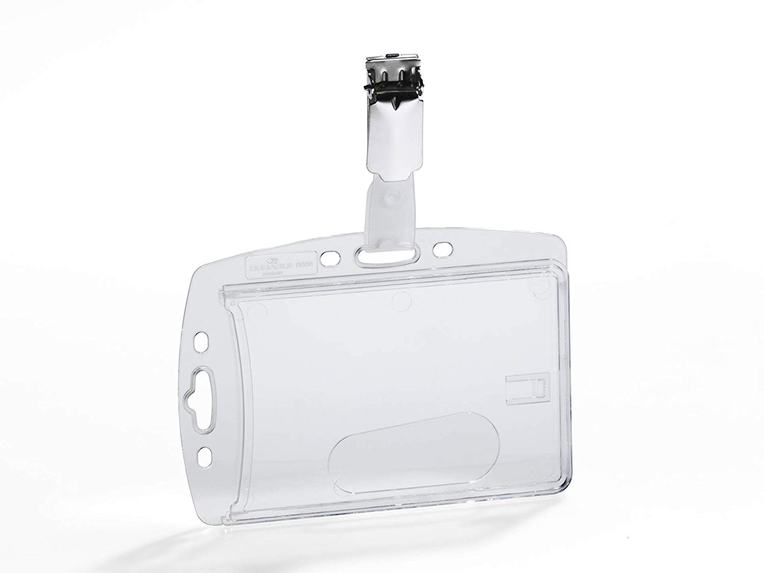 Durable Acrylic Security Pass Holder 54 x 86 mm with Clip Transparent, For 1 card - Image 2