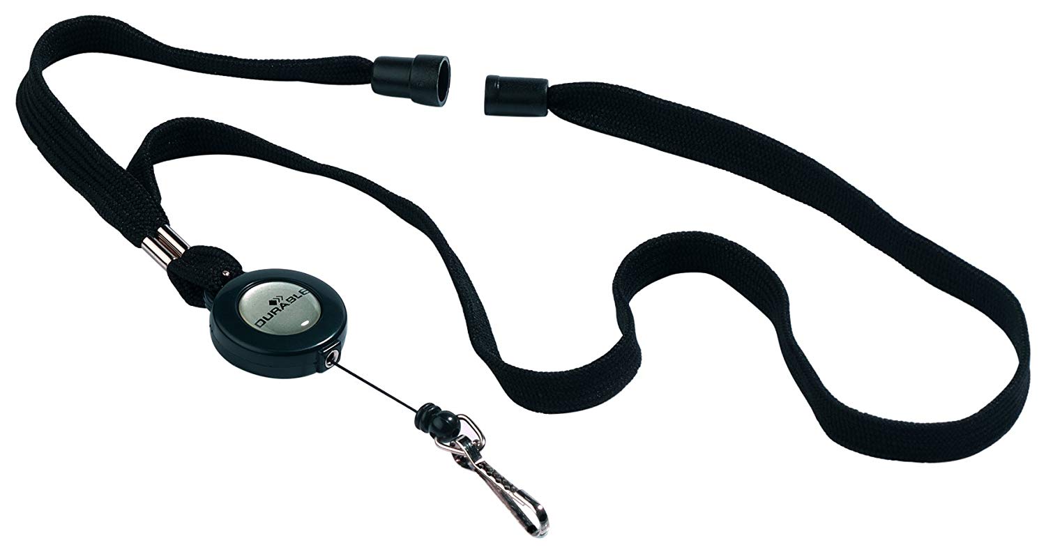 Durable Badge Reel with Black Lanyard - Pack of 10 - Perfect for Securely Holding Name Badges Security Passes, Key Fobs, etc