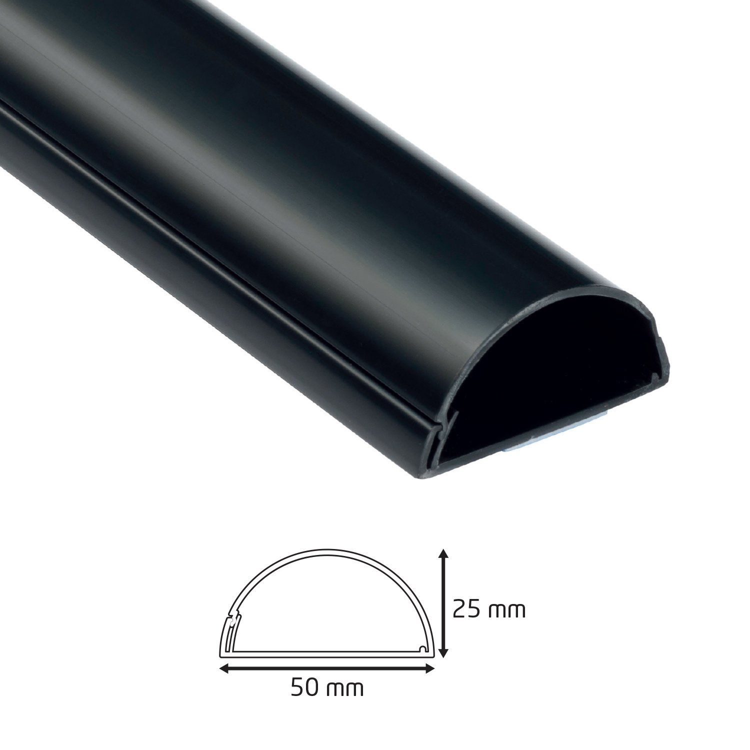 D-Line 50x25 Black Cable Cover Self Adhesive Trunking 50cm 75cm & 1m 