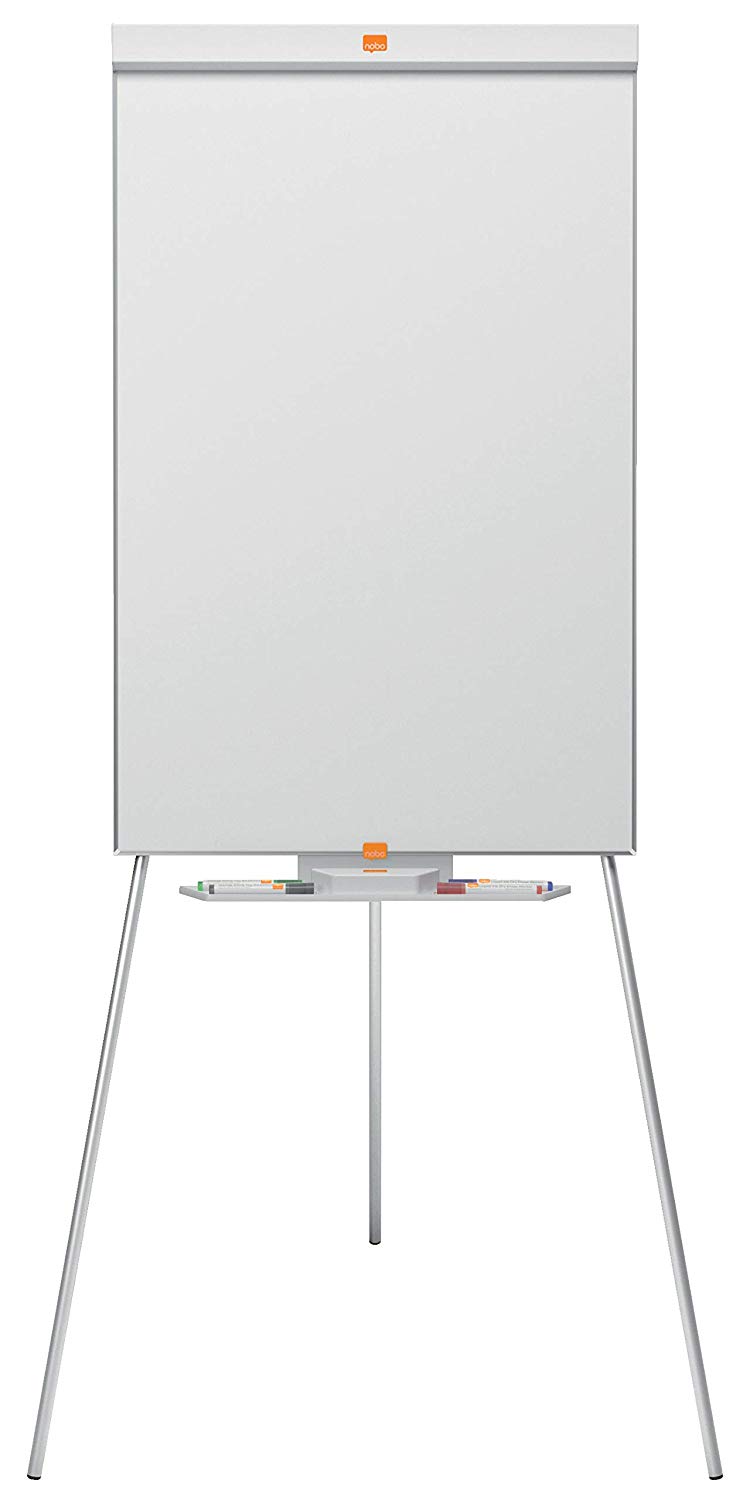 Nobo Basic Melamine Tripod Easel (Height Adjustable, Suitable for Flip Charts), White, 975 x 690 mm