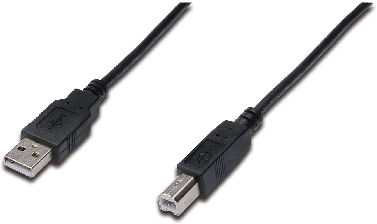 DIGITUS USB 2.0 cable - 3 m - USB A to Type B - 480 Mbps - connection cable for computers notebooks, hubs, printers - black