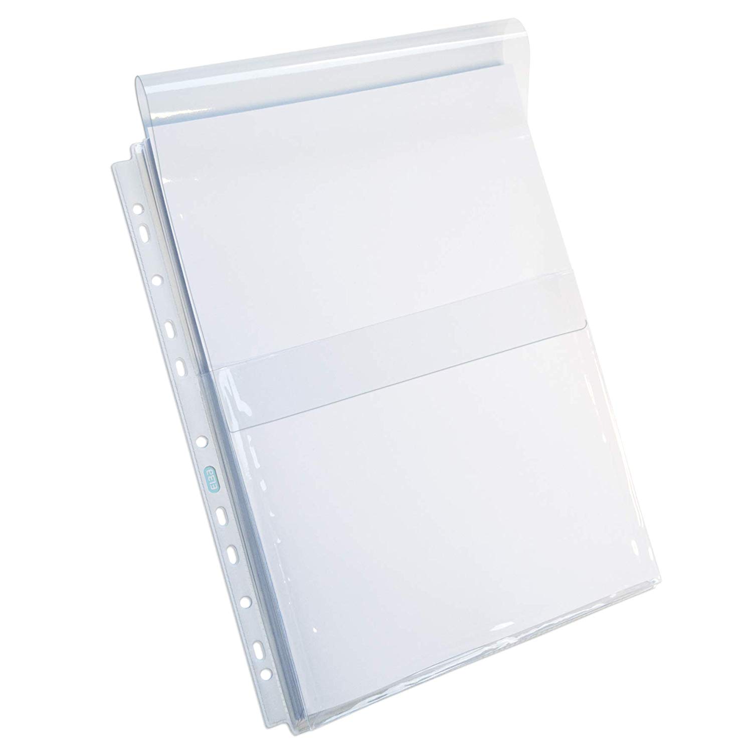 Oxford A4 Expanding Punched Pockets with Flap, Pack of 10, 120 Micron, Clear - Image 2