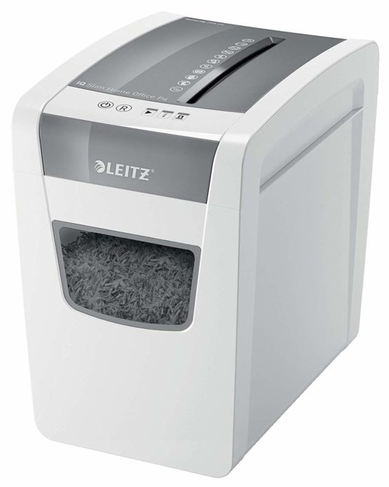 Leitz IQ Slim Home Office Cross Cut Paper Shredder, Shreds 10 Sheets, 23 Litre Bin, White, 80011000