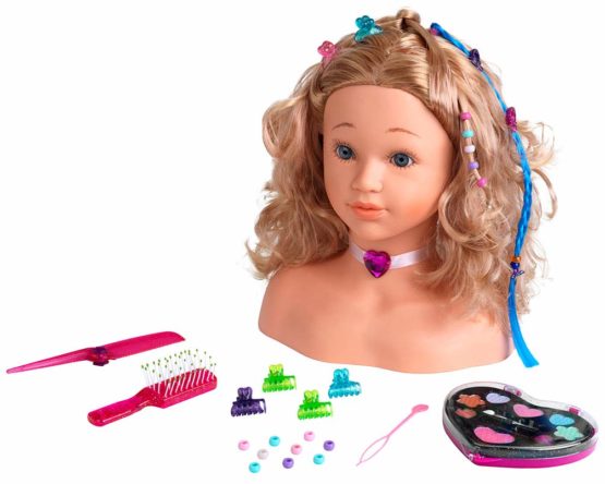 Theo Klein 5240 Princess Coralie Make-Up and Hairdressing Head Sophia I With Hair Clips, Dermatologically Tested Make-Up and Lots of Further Accessories