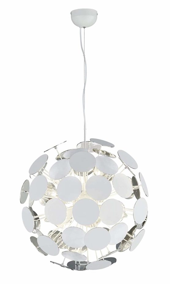 Trio Leuchten Discalgo 309900631 Pendant Light Matt White Metal / White / Silver Plastic Discs Not Included 6X E14
