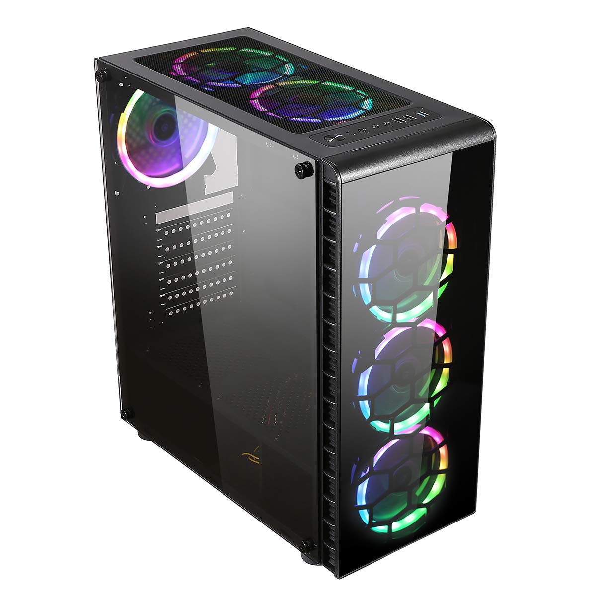 CiT Raider PC Gaming Case, Mid-Tower ATX, Halo Dual – Ring Spectrum ...