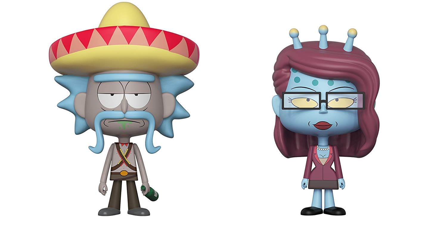 Funko VYNL 4 Inch 2-Pack: Rick & Morty: Rick w/Sombrero & Unity, Multicolor