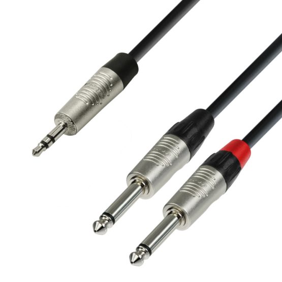 Adam Hall 4 Star Series 3m Rean 3.5mm Jack Stereo to 2x 6.3mm Jack Mono Audio Cable