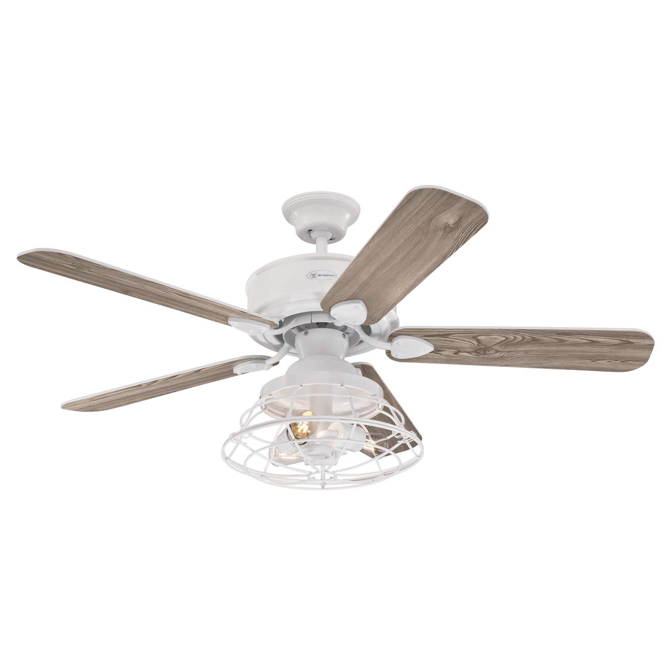 72209 Barnett 122 cm White Indoor Ceiling Fan, Dimmable LED Light Kit with Cage Shade, Remote Control Included - Image 2