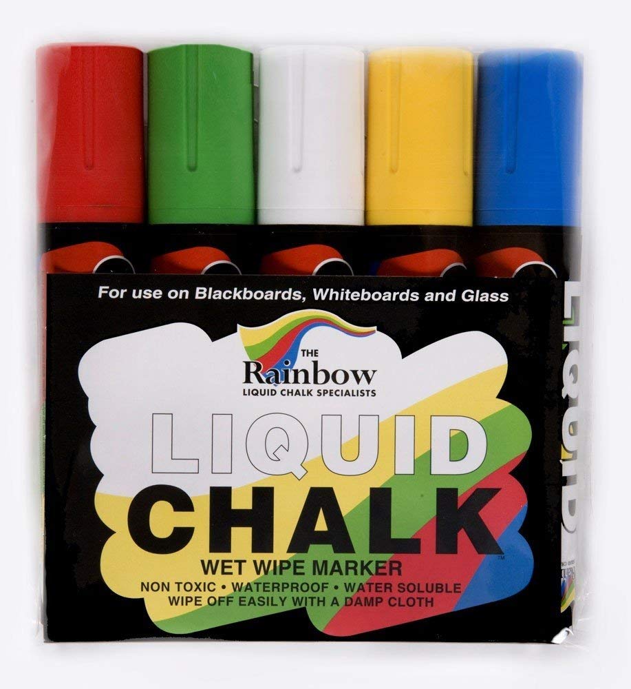 Liquid Chalk Marker Pens Large 5 Pack Assorted